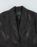 Danier Black Leather Blazer Jacket - M