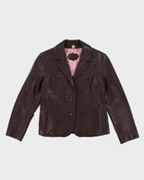 Vintage Y2k 00s Wilsons Leather Brown Blazer Jacket - S