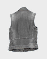 Vintage G-Star Raw Sleeveless Grey Denim Zip Jacket - M