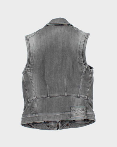 Vintage G-Star Raw Sleeveless Grey Denim Zip Jacket - M