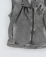 Vintage G-Star Raw Sleeveless Grey Denim Zip Jacket - M