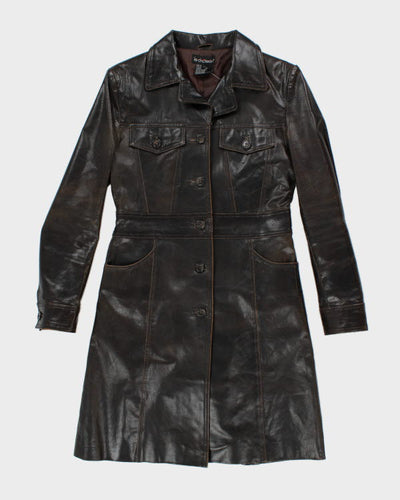 Vintage Y2K Le Chateau Brown Leather Trench Coat - S