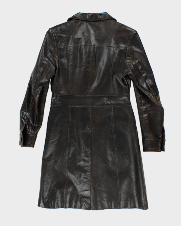 Vintage Y2K Le Chateau Brown Leather Trench Coat - S