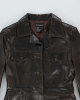 Vintage Y2K Le Chateau Brown Leather Trench Coat - S