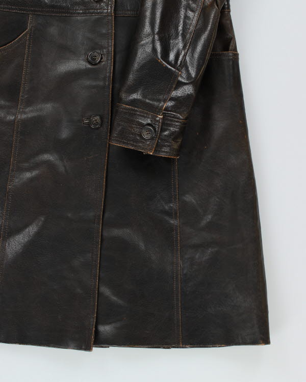 Vintage Y2K Le Chateau Brown Leather Trench Coat - S