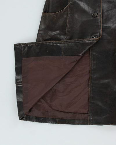 Vintage Y2K Le Chateau Brown Leather Trench Coat - S