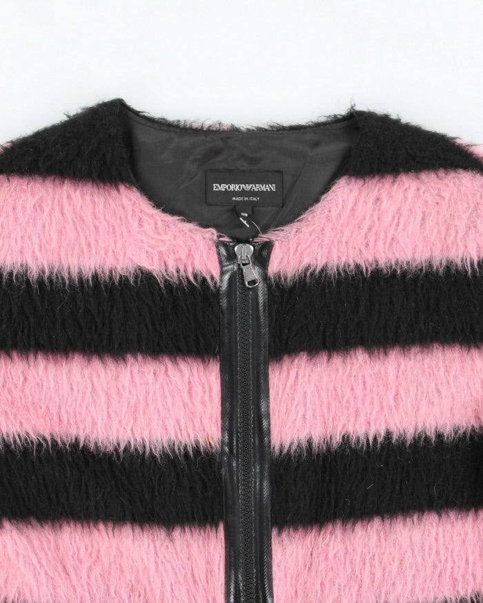 Emporio Armani Pink &amp; Black Fluffy Jacket - M