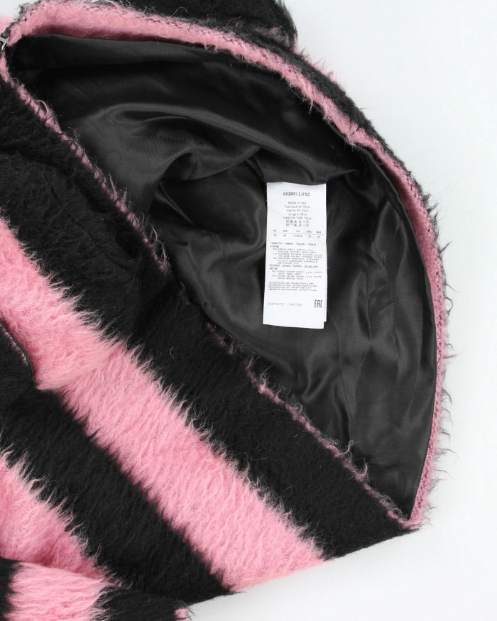 Emporio Armani Pink &amp; Black Fluffy Jacket - M