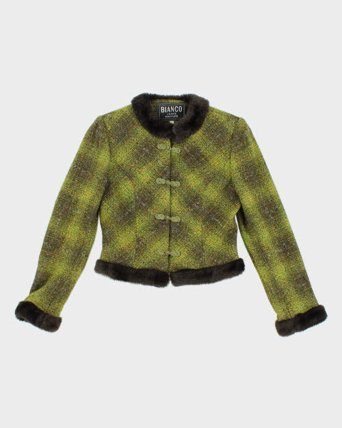 Bianco Jeans Couture Fur Trim Cropped Jacket - S