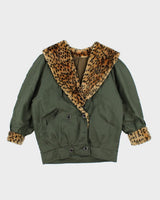 Vintage Y2K Double Breasted Fur Lined Jacket - S