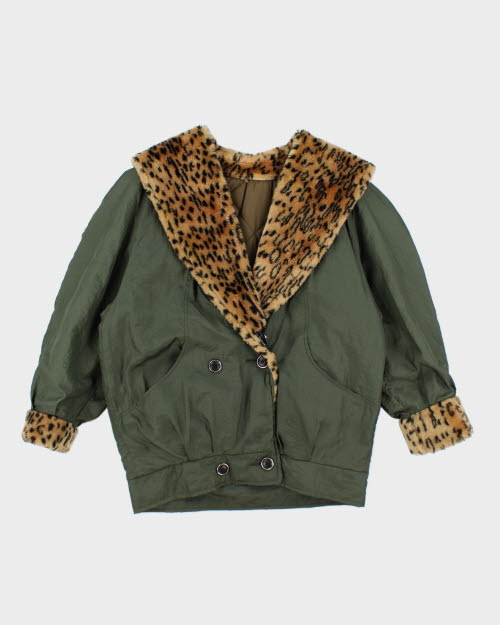 Vintage Y2K Double Breasted Fur Lined Jacket - S