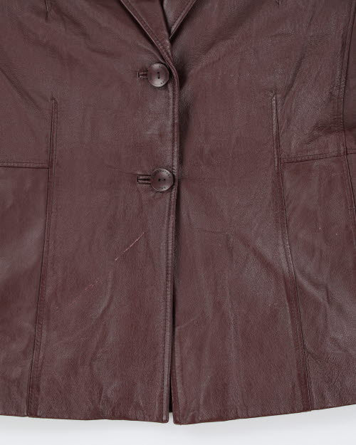 Vintage 90's Double Breasted Red Leather Jacket - L