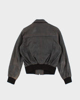 Vintage 90's Multi Pocket Leather Bomber Jacket - S