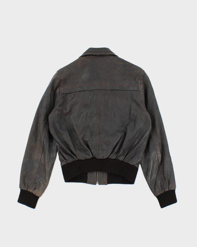 Vintage 90's Multi Pocket Leather Bomber Jacket - S