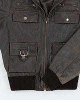 Vintage 90's Multi Pocket Leather Bomber Jacket - S