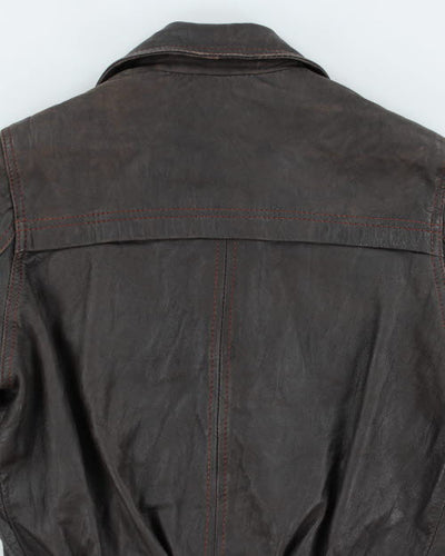 Vintage 90's Multi Pocket Leather Bomber Jacket - S
