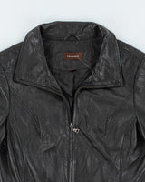 Vintage 2000's Danier Funnel Neck Leather Jacket - M