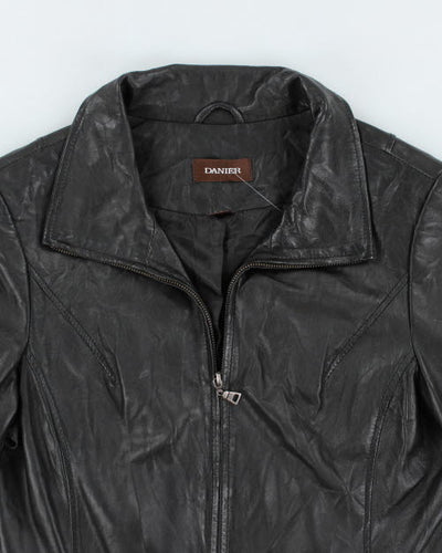 Vintage 2000's Danier Funnel Neck Leather Jacket - M