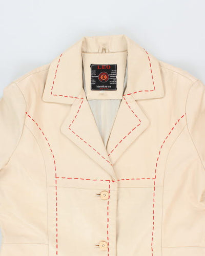 Vintage 90's Leo Double Breasted Leather Long Coat - M