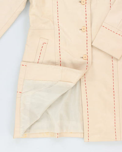 Vintage 90's Leo Double Breasted Leather Long Coat - M
