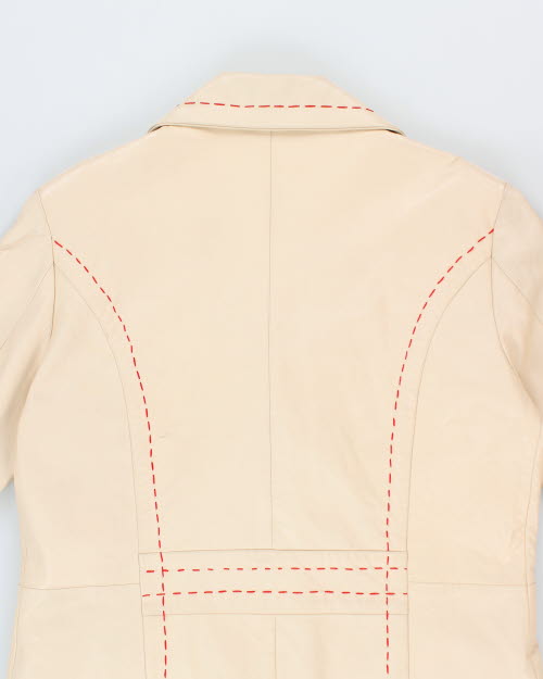 Vintage 90's Leo Double Breasted Leather Long Coat - M
