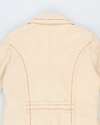 Vintage 90's Leo Double Breasted Leather Long Coat - M