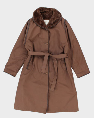London Fog Fur Lined Long Coat - L