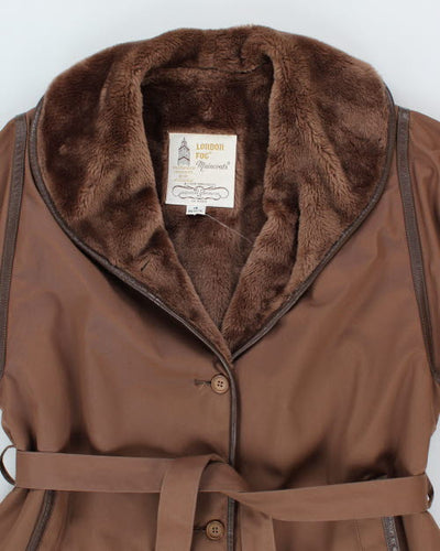 London Fog Fur Lined Long Coat - L