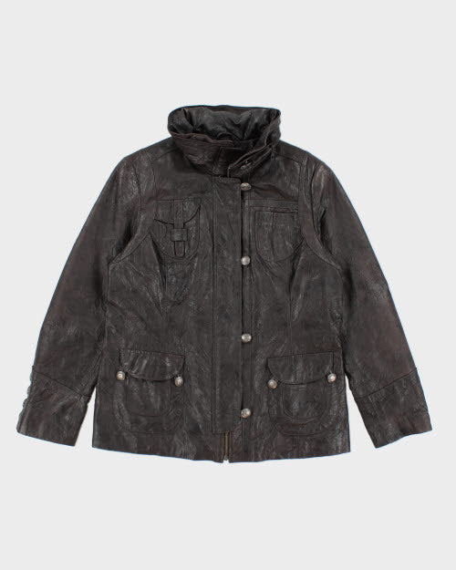 Vintage 90's Danier Brown Multi Pocket Leather Jacket - L