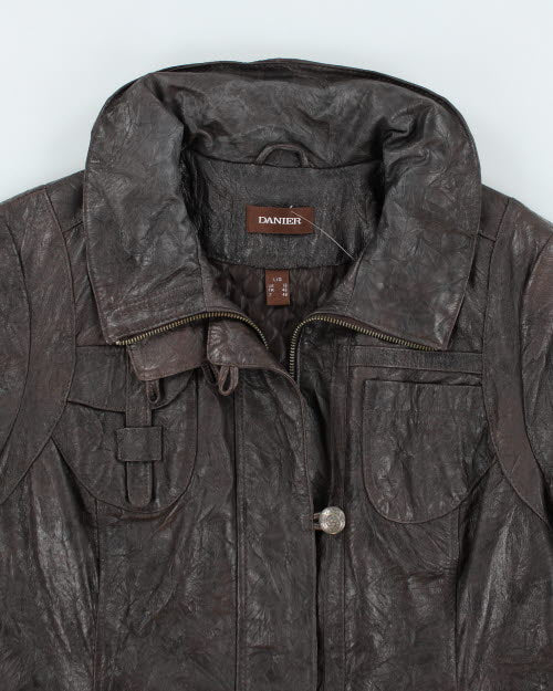 Vintage 90's Danier Brown Multi Pocket Leather Jacket - L