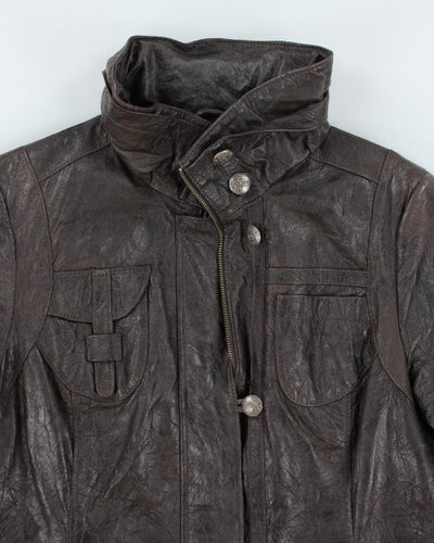 Vintage 90's Danier Brown Multi Pocket Leather Jacket - L