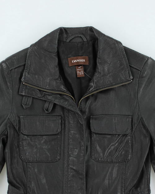 Vintage Y2K Danier Slim Fit Zip Up Leather Jacket - XXS