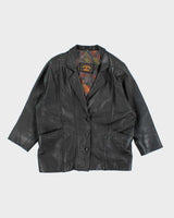 Vintage 90's Oversized Heavyweight Button Up Leather Jacket - M