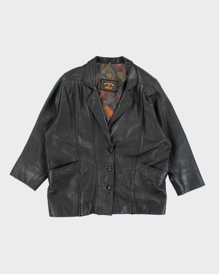 Vintage 90's Oversized Heavyweight Button Up Leather Jacket - M