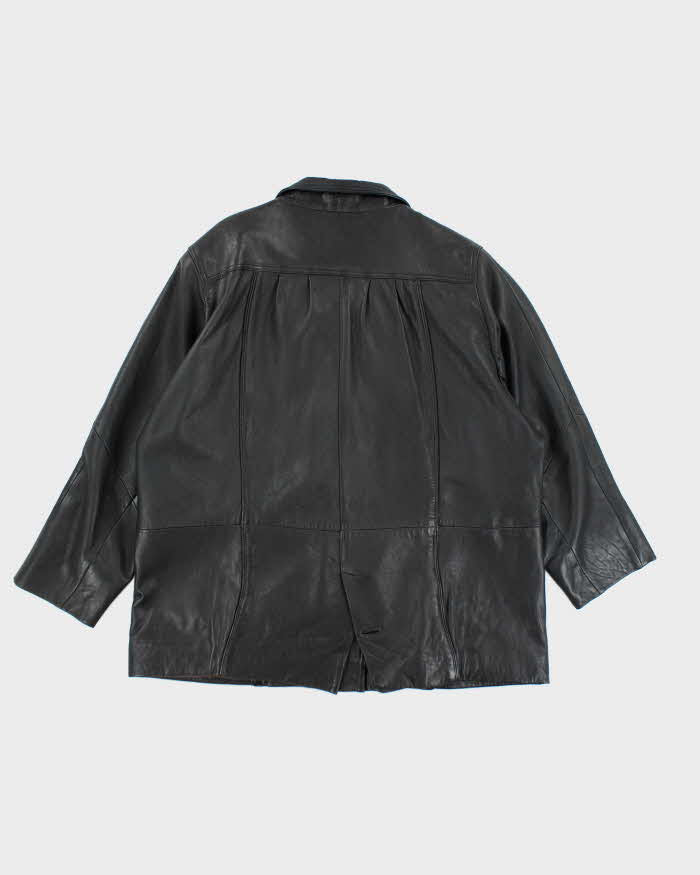 Vintage 90's Oversized Heavyweight Button Up Leather Jacket - M