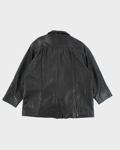 Vintage 90's Oversized Heavyweight Button Up Leather Jacket - M