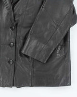 Vintage 90's Oversized Heavyweight Button Up Leather Jacket - M