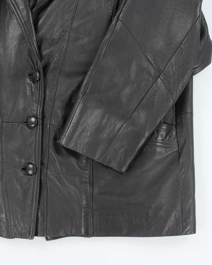 Vintage 90's Oversized Heavyweight Button Up Leather Jacket - M