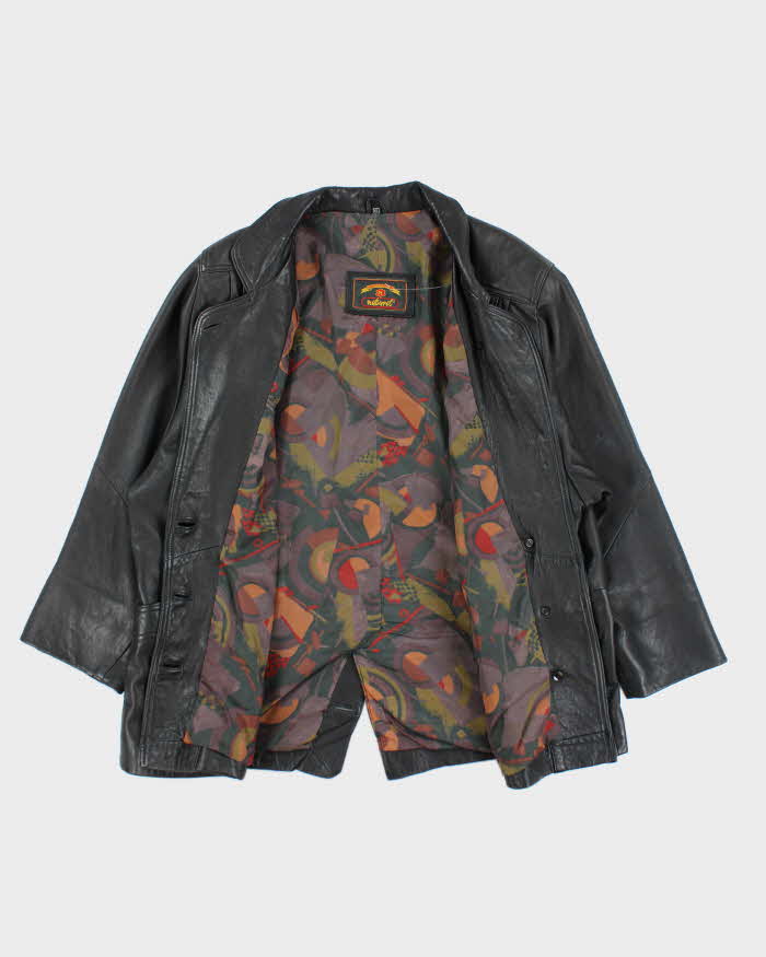 Vintage 90's Oversized Heavyweight Button Up Leather Jacket - M