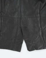 Vintage 90's Oversized Heavyweight Button Up Leather Jacket - M