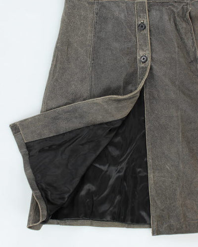 Vintage 90's Stonebridge Grey Leather Long Trench Coat - M