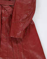 Vintage 90's Double Breasted Red Leather Trench Coat - M