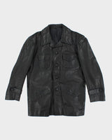 Vintage 90's Heavyweight Button Up Leather Jacket - M