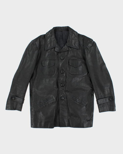 Vintage 90's Heavyweight Button Up Leather Jacket - M