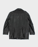 Vintage 90's Heavyweight Button Up Leather Jacket - M