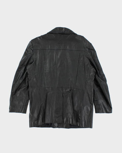 Vintage 90's Heavyweight Button Up Leather Jacket - M