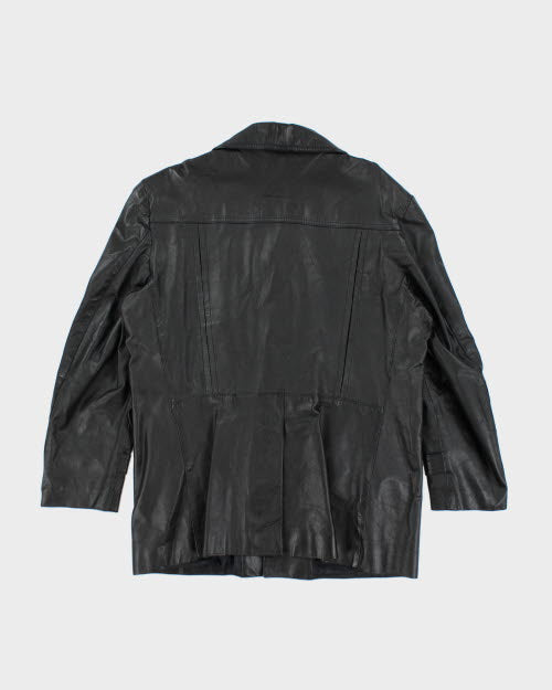 Vintage 90's Heavyweight Button Up Leather Jacket - M