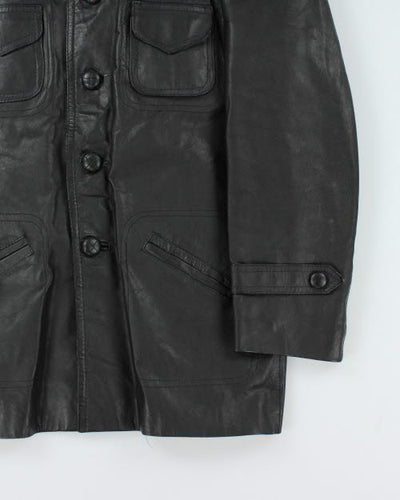Vintage 90's Heavyweight Button Up Leather Jacket - M