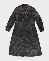 Vintage Y2K Brown Leather Lightweight Overcoat - M