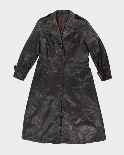 Vintage Y2K Brown Leather Lightweight Overcoat - M